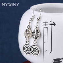 stage performance DIY vintage Tibetan style Miao  wheel dangle earrings ,New Chinese wind old fashioned jewelry 2024 - buy cheap