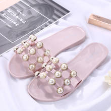 Stylish Outer Wear Crystal Beach Pearl Slippers Women's Korean Version Flat Anti-slip Slippers  Shoes for Women 2024 - buy cheap