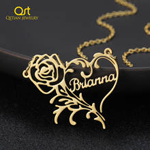 Personalized Romantic Rose Heart Name Necklace For Love Stainless Steel Customized Nameplate Name Necklaces Charm Woman Jewelry 2024 - buy cheap