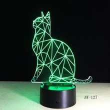 Lámpara LED de noche para niños, luz acrílica de Ambiente, amigos, regalo de cumpleaños, AW-127, modelo 3D de Animal de gato, nuevo estilo 2024 - compra barato