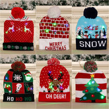 Светодиодный ные рождественские шапки, свитер, Вязаная Шапка-бини, вязаные шапки с подсветкой, рождественский подарок, теплая шапка для вечеринки для детей и взрослых, Рождество, Новый год 2021 2024 - купить недорого