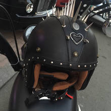 2018 novo capacete da motocicleta de couro sintético retro do vintage cruiser chopper scooter cafe racer moto capacete 3/4 rosto aberto 2024 - compre barato