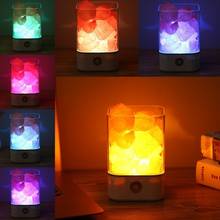 Гималайская Хрустальная солевая лампа, естественный очищающий воздух регулируемый светодиодный ночсветильник с розовой солью и кристаллами, 7 цветов 2024 - купить недорого