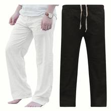 Pantalones de Yoga deportivos con cordón para hombre, pantalón de chándal de pierna recta ancho 2024 - compra barato