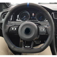 CARDAK Suede Leather Blue Marker Car Steering Wheel Cover for Volkswagen Golf 7 GTI Golf R MK7 VW Polo GTI Scirocco 2015 2016 2024 - купить недорого