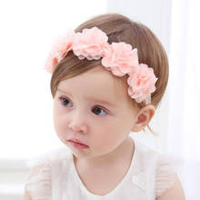 Faixa de cabelo rosa flor para bebês, fita faixa de cabelo artesanal acessórios para cabelo para crianças recém-nascidas 2024 - compre barato
