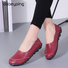 dobeyping 2021 New Casual Women Shoes Soft Genuine Leather Woman Flats Solid Female Loafers Slip-On Mother Shoe Plus Size 35-44 2024 - buy cheap