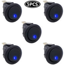 Interruptor LED de palanca redonda para coche, basculante de 3 pines, 12V, 20A, color azul, 5 uds. 2024 - compra barato