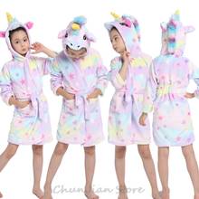 Rainbow Unicorn Star Flannel Soft Animal Cartoon Pajamas Children Pyjamas Unicorn Bathrobe Beach Towels Pyjamas Kids 2024 - buy cheap