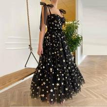 Thinyfull Sparkly Black Starry Tulle Ankle Length Prom Dresses Shiny Princess Evening Dresses Vestido De Festa 2021 2024 - buy cheap