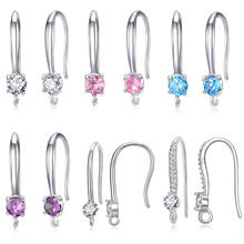 Hot Sale 925 Sterling Silver DIY Jewelry Findings White Pink Blue Purple Rhinestone Crystal Hook Earrings Making Compoments 2024 - buy cheap