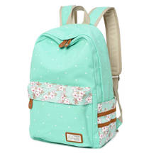 Новый милый рюкзак в горошек с цветами для мальчиков и девочек, женский рюкзак для подростков, школьные сумки, Холщовый женский рюкзак унисекс 2024 - купить недорого
