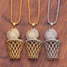 Ожерелье для баскетбола и кольца для мужчин, модное прозрачное циркониевое Золотое + Серебряное ожерелье с подвеской на длинной цепочке, вечерние подарки для спорта 2024 - купить недорого