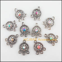 30 New Round Charms Mixed Acrylic Flower Connectors Tibetan Silver Tone 13x18mm 2024 - buy cheap