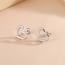 Hollow Heart Shaped Earrings Fashion Simple Gold Silver Color Stainless Steel Women's Jewelry 2024 - buy cheap