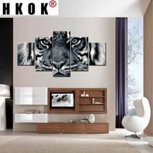 HKOK 5 Panels Tiger Modern Wall Art Animal Painting HD Printed Poster Cuadros Modular Canvas Pictures Living Room Home Decor 2024 - buy cheap