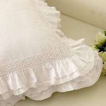 White European embroidered cushion cover ruffle Lace Satin cotton pillow cover handmade elegant bedding pillowcase sofa cushion 2024 - buy cheap