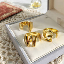 Joyería de marca de alta calidad para mujer, anillos de nombre con letras mayúsculas ABC doradas, exquisitos y brillantes, anillo de nudillo ajustable 2024 - compra barato