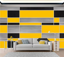 Beibehang-papel tapiz personalizado, murales 3D, moderno minimalista, negro, amarillo, gris, mosaico geométrico, Fondo de pared 2024 - compra barato