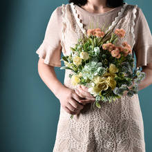 Rosas brancas flores artificiais de camélia, buquê para flores falsas para decoração de casamento em casa 2024 - compre barato