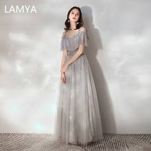 LAMYA Simple Boat Neck Long Evening Party Dress Princess Lace Up Formal Dress Sexy Backless Robe De Soiree Evening Prom Gowns 2024 - buy cheap