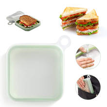 2021 New Portable Green Lunch Box Sandwich Box Reusable Silicone Sandwich Case Lunch Box Toast Box Soft Kitchen Household Tools 2024 - compre barato