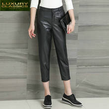 Pants Black Real Sheepskin Women Plus Size Trousers Streetwear Genuine Leather Pants Ladies Casual Pantalon Femme LWL1607 2024 - buy cheap