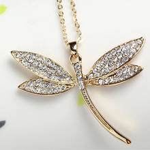 Exquisite Crystal Zircon Dragonfly Pendant Necklace Charming Women's Wedding Gold Color Clavicle Chain Fashion Party Jewelry 2024 - buy cheap
