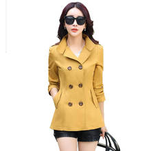 New Women's Trench Coat Spring Autumn Double Breasted Short Windbreaker Coats Solid Color Slim Lady Outerwear Tops 2020 2024 - buy cheap