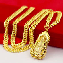 Collar con colgante de Buda clásico, joyería budista de oro de 18K para hombres y mujeres, con cadena de eslabones curb 2024 - compra barato
