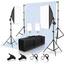 Photography Studio Softbox Lighting Kit 20W LED Bulb 2Mx3M Background Stand System 3MX3M White Muslin Backdrop Video Shooting 2024 - buy cheap