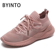 Basket Femme 2021 Women Sports Tennis Shoes Lace-Up Breathable Fabric Socks Sneakers Fitness Pink Female Trainers Tenis Feminino 2024 - buy cheap