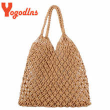 Yogodlns Summer Handmade Straw Bag Female Large Capacity Handle Bag Casual Hollow out Shoulder Bag Fashion Weave Beach Totes Bag 2024 - buy cheap