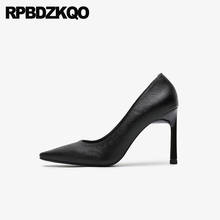 Туфли-лодочки женские на шпильке, Дизайнерские офисные туфли-лодочки черного цвета с острым носком, на тонком высоком каблуке, роскошные Брендовые повседневные туфли, размеры 4 34, новинка 2021 2024 - купить недорого