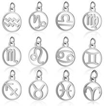 12mm Stainless Steel Zodiac Signs Charms Pendant For Jewelry Making Mirror Polished Constellations Wholesale 10pcs/lot 2024 - buy cheap