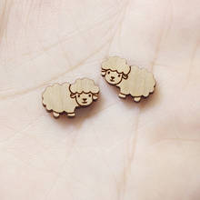 Handmade Jewelry Making Supplies Beads Laser Cut Wooden Sheep Charm For DIY Necklace Earring Brooch Ring 2024 - buy cheap