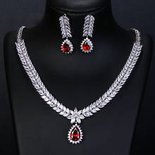 New Fashion Luxury AAA Zircon Water Drop Shape Necklace Earrings Jewelry Set for Women  Bridal Party wedding Dress Accessories 2024 - buy cheap