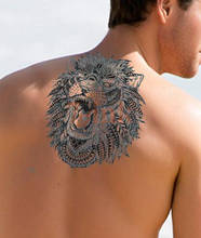 Водостойкая временная татуировка, большой размер, эскиз, лев на боди-арт, переводная искусственная татуировка, искусственная татуировка для женщин и мужчин 2024 - купить недорого