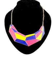 New European And American Hot-selling Punk Rock Crescent Geometric Enamel Necklace Colorful Lady Temperament Necklace 2024 - buy cheap