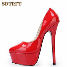 Sdtrft-sapatos de salto fino 16cm para mulheres, sapatos de festa, estilo crossdresser, para casamento, vermelho, stilettos 2024 - compre barato