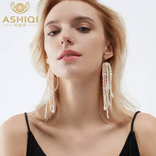ASHIQI-pendientes de gota grandes para mujer, de perlas naturales de agua dulce, Plata de Ley 925, borla larga exagerada con personalidad 2024 - compra barato