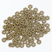 Lote de cuentas espaciadoras de Metal de 6mm para fabricación de joyas, accesorios de pulsera de bricolaje de bronce dorado plata tibetano, Estilo Vintage, 100 unidades 2024 - compra barato