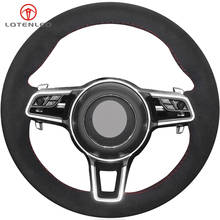 LQTENLEO Black Suede Steering Wheel Cover For Porsche Macan Panamera 2013-2019 Cayenne 2015-2019 718 911 2015-2019 918 Spyder 2024 - buy cheap