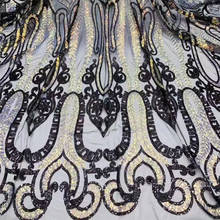 Telas bordadas populares para vestido de noche de mujer, tela de diseño de lentejuelas, tela de encaje Nigeriano para vestidos de fiesta 2024 - compra barato