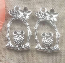 72 pcs tibetan silver owl flower charms 31x17mm #4968 2024 - купить недорого