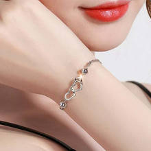 CXQNEWA Beautiful Lady Gift Romantic Silver Plated Austrian Crystal Charming Bracelet Double Heart Popular Love Shape Hand Chain 2024 - buy cheap