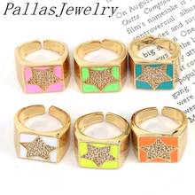 10Pcs Handmade colorful enamel jewellery CZ gold star shaped ring Fashion For Girl Women Party Gift Finger Jewelry Classic Ring 2024 - buy cheap