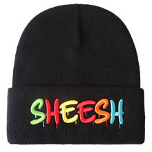SHEESH Three-dimensional letters Knit hat 100% Cotton Warm Winter ski Beanie Knitted Hat Unisex fashion outdoor Casual hats 2024 - buy cheap
