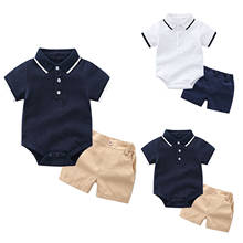 2021 Summer 2pcs Beach Shorts Top CasualSets Toddler Baby Kids Boys Girls T-shirt Romper Tops+ Solid Shorts Outfits body bebé 2024 - buy cheap