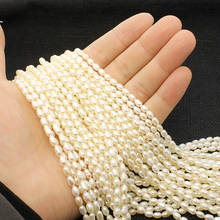 Cuentas sueltas de perlas naturales de agua dulce de 4-5mm, cuentas con forma de arroz de grado agra-aaa, hebras, fabricación DIY, collar, pulsera de alta calidad 2024 - compra barato